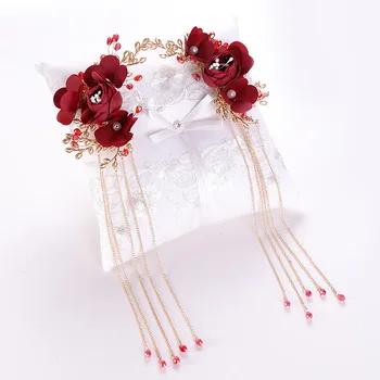 1 китайските сватбени аксесоари за коса с четка във формата на феите от червени рози