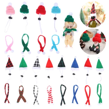 1 комплект шапки за мини-кукли, Коледна Шапка, Шал за куклена Къща, на Коледа е Коледната сцена, Декорация на бутилка вино, Малки Шапки за домашни любимци, костюм