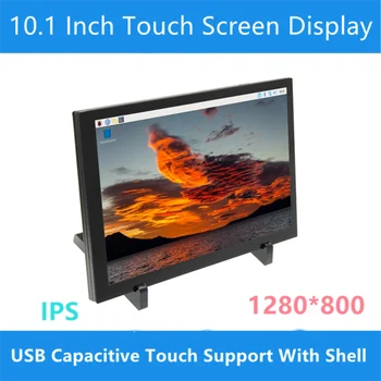 10.1-инчов LCD дисплей Raspberry Pi 4 IPS С капацитивен сензорен екран, 1024x600 с притежателя на Speacker Монитор за Raspberry Pi 4/3 PC