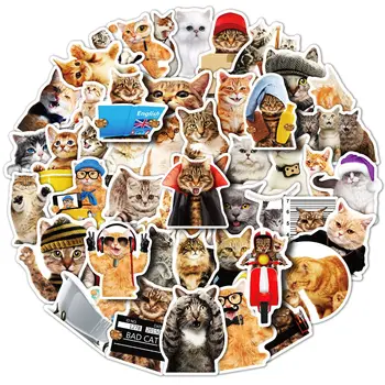10/50 бр Реалистична стикер от серия Animal Mix Kitten от PVC, Водоустойчив стикер на стената на настолен хладилника