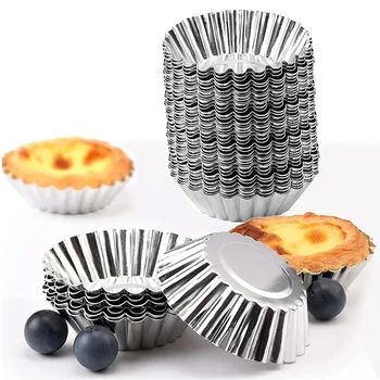 10 Бр Многократно алуминиеви форми за яйчен пай, принадлежности за печене, форми за бисквити, пудинг, лунната торта, инструменти за печене на сладкиши