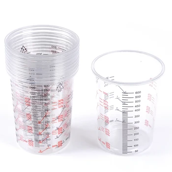 10 бр. Прозрачни пластмасови чаши за смесване на бои За прецизно смесване на бои и течности, 600 мл училище лабораторни чаши