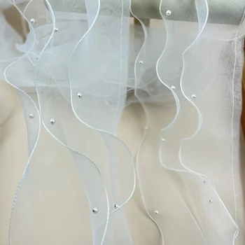 10 ярда Изискан шифонового дантела с вълнообразни накъдрен, костюм 