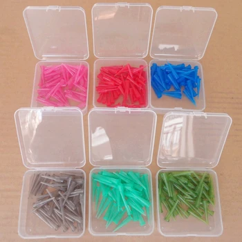 100 Бр различни пластмасови Заострени Игли Tetley със Заострени Връхчета за дозиране в пластмасов калъф