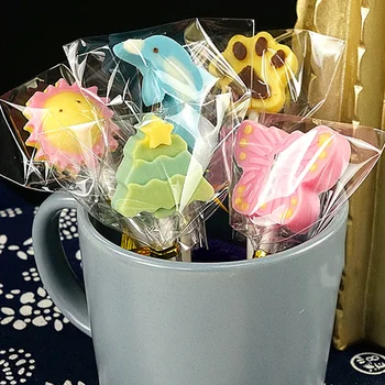 100шт Прозрачни целлофановых пакети Прозрачни пластмасови торбички OPP Опаковка за бонбони, близалки, бисквити, подаръци, празнични принадлежности за печене