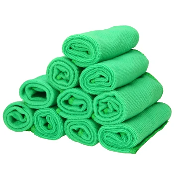 10шт 25*25 cm Зелено мека кърпа от микрофибър, впитывающее препарат за Почистване, Полирующее кърпи, Дрехи за дома за прибиране на автомобил
