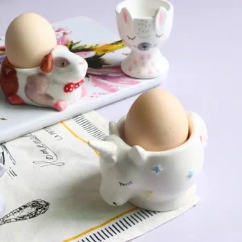 2 ЕЛЕМЕНТА Великден Бъни детски закуска чаша за яйца във формата на хубаво животно тава за яйца керамични кухненски приспособления яйца-изненада като великденски подарък на детето