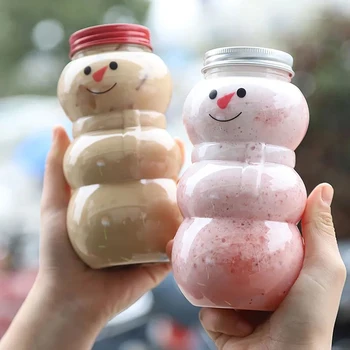 2 елемента 500 мл, Коледни бутилки, Коледа, Снежен човек, бутилки за мляко и сок, чаша за пиене, банка за бонбони, за опаковане на Подаръци, Бутилка Навидад Подаръци