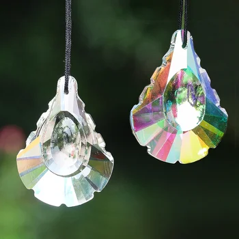 2 елемента Кристален медальон във формата на павлиньего на опашката, Граненая Стъклена Призма за градински лампи, Арт декор на Хотелска Полилей, Кристални Аксесоари