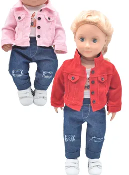 2021 НОВИ играчки, дрехи за кукли 43-45 см, кукла за новородено, аксесоари за американските кукли, модни яке от три елемента, розово, червено, светло златни