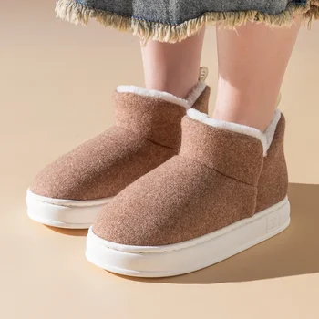 2023 Дамски зимни обувки, прости изолирана топли зимни обувки унисекс, дамски улични памучни платформа обувки с мека подметка с голям размер