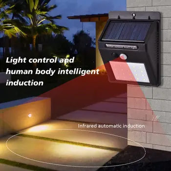 2024 Нов 20 Led Слънчев, с монтиран на стената лампа с датчик за движение на открито Зареждане на слънчева непромокаема за Възстановяване на led фенер Уличен Градински фенер на верандата