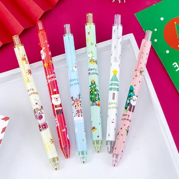 24 Бр Коледна гел писалка, преносим инструмент за писане, Очарователен подарък опаковки, пластмасови химикалки прекрасна форма за студенти, подаръци медицинските сестри