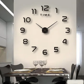 2D / 3D Големи стенни часовници САМ Светещи Безшумни кварцов часовник Модни часовници Акрилни Огледално етикети Хол Начало декор Horloge