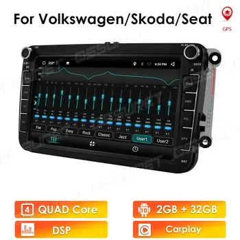 2G 32G Android GPS Автомобилна Мултимедийна Автомагнитола за VW Polo, Golf, Passat B6 Skoda Octavia и Seat Tiguan Авторадио Видео Стерео музикален Плейър