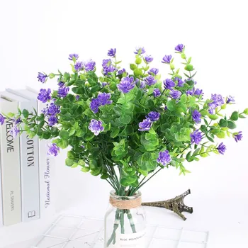 3 Клони изкуствено цвете, реалистично изкуствено растение, високо качество на пластмасови изкуствени цветя, сватбена декоративен празник, парти, декорация на дома