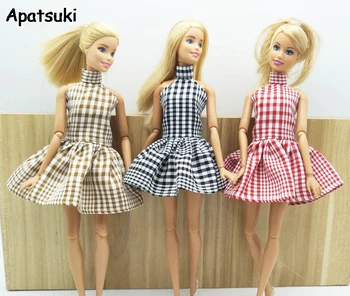 3 цвята Модни стоп-моушън дрехи за кукла рокля Барби Класическа вечерна рокля в клетка за куклена къща кукли Барби 1/6 Аксесоари за кукли
