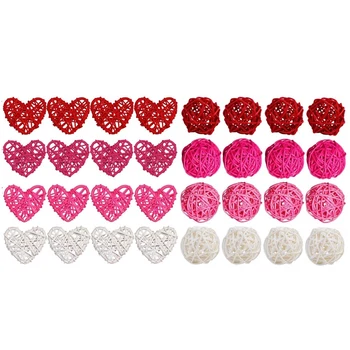 32 обект във формата на сърце за Свети Валентин и кръгли ротанговые топки 2-инчов декоративни сватбени Плетени топки