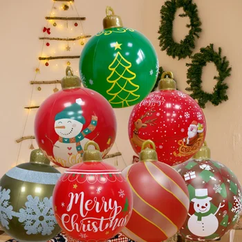 40/60 см Открит Коледен надуваем балон, украсена с PVC Гигантски големи топки, Играчки топка за Коледната елха, без светлина,