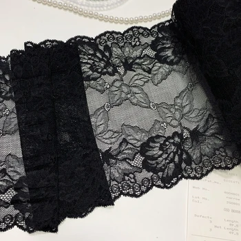 45 ярда черна тъкан лента в едно цвете, панделка с дантела тапицерия, плат за diy, лейси плат за рокли, материали