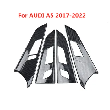 4шт С Принтом От Въглеродни Влакна За оформяне на Интериора на Колата Вратата се Дръжка Панел Стикер на Кутията за AUDI A5 2017 2018 2019 2020 2021 2022