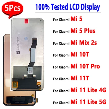 5 бр., 100% Тестван За Xiaomi Mi 11 Lite 5G и 4G Mi 10T Pro 5 Plus LCD Сензорен дисплей, Дигитайзер, В Събирането, Подмяна на дисплея