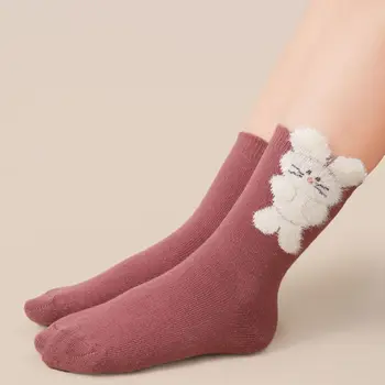 5 двойки изолирани детски чорапи с изображение на Заек, домашни чорапи за сън в корейски стил, меки Детски трикотаж носочные изделия, Детски чорапи с анимационни герои за момичета