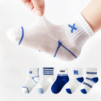 5 двойки/лот, детски чорапи, мрежести мультяшные модни детски чорапи до средата на прасците