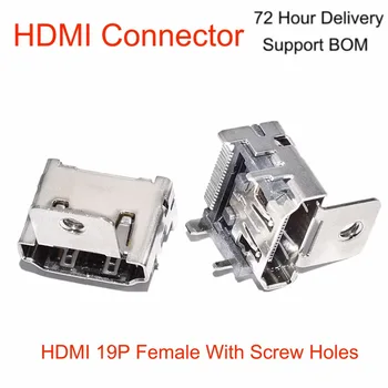 5ШТ-долно Оттичане HDMI 19P Женски Конектор Тип A HD Конектор HDMI Plug Plate Заварени Майката Корона 180 Градуса Вградена Електроника