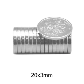 5шт 20x3 мм редки земи Магнити 20x3 мм Кръгъл Магнит 20 ммх3 мм Хладилник Постоянен Неодимовый Магнитен диск 20*3 мм