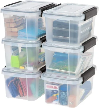 6 Опаковки Фланец Пластмасова кутия за съхранение с обем 6,5 куб. м с капак и уплътнение и 4 Надеждни Щракне