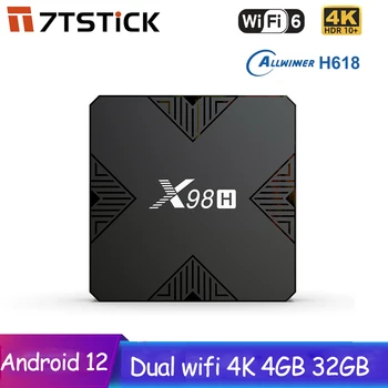 7T STICK X98H Smart TV Box Android 12 Allwinner H618 Quad-core Cortex а a53 Поддръжка на 4K Wifi6 Google Voice Помощник Телеприставка