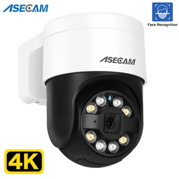 ASECAM 8MP 4K PTZ IP Камера за Външен Изкуствен Интелект за Разпознаване на Лица Аудио POE H. 265 Onvif ВИДЕОНАБЛЮДЕНИЕ RTSP Гуманоидная Камера за Сигурност