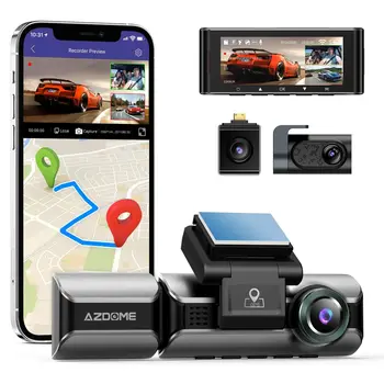 AZDOME M550 Pro 4K Автомобилен Видеорекордер Dash Cam 5,8 Ghz WiFi 3-Канален Видеорекордер GPS за Нощно Виждане 4K + 1080P Двоен 24-часов Паркинг Монитор