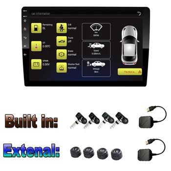 Android ГУМИТЕ за автомобилното радио DVD плейър, Система за контрол на налягането в гумите Вътрешен външен сензор Резервна гума USB TMPS
