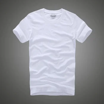 B2808 памучен однотонная мъжка тениска с къс ръкав camiseta