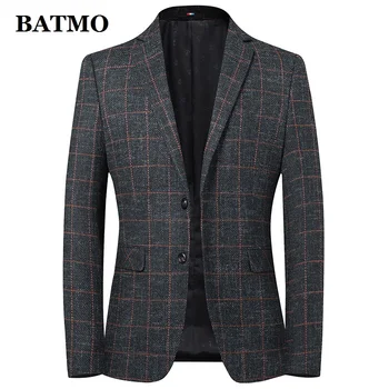Batmo 2023 ново записване, висококачествени вълнени карирани случайни сако за мъжете, якета за мъжки костюми, ежедневни якета за мъже 9837