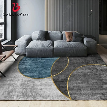 Bubble Kiss Ink Art Модерен килим за хола серия Gray Домашен килим за спалнята Прахоустойчив килим за офис декор Сгъваеми подложки