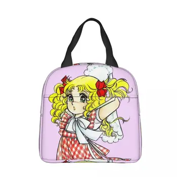 Candy Candice White Изолирани Чанти за обяд Преносима чанта-хладилник за момичета от аниме, Манга Kawai, обяд-бокс, чанта за bento на открито