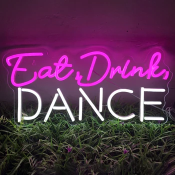 Eat Drink Dance парти Led Неонова реклама USB Сватбена Годеж Козметична Парти по случай рождения Ден на Танцуваща Неонова реклама с Декор на стените Светва led