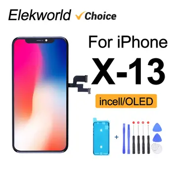 Elekworld За iPhone X OLED XS MAX XR 11 LCD екран 13 инча 3D Сензорен Цифрователем В събирането на 12 Сменяеми Дисплеи Pro Max