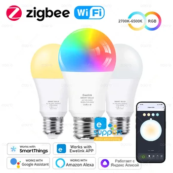 Ewelink E26 E27 Zigbee Led лампи Wifi Интелигентна Led Крушка RGB + CW + WW 15 W 18 W Led Крушка Работи С Алекса Google Smartthings Yandex