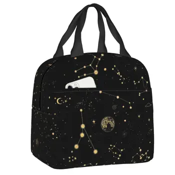 Into The Galaxy Изолирано чанта за обяд за жени, фланец термоохладитель Space Constellation, кутия за bento за деца, ученици