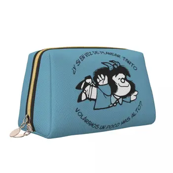 Mafalda Feminista Frases Humor Кожена косметичка Модни козметични чанти голям капацитет Женски Тоалетни аксесоари с цип