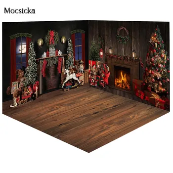 Mocsicka Коледа камина, фонове, за снимки, Декор, подаръци, Коледна елха, Детски, семеен портрет, на Фона на фотосесия