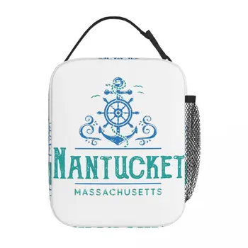 Nantucket Масачузетс Морски Дизайн Термоизолированная Чанта за Обяд Офис Преносима Чанта за Обяд Топлинен Охладител Кутия За храна