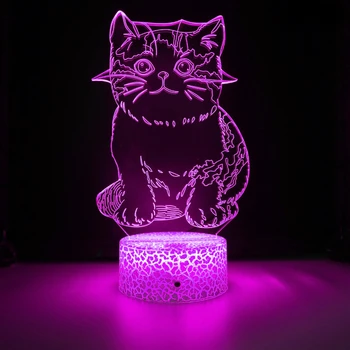 Nighdn Night Light Cat 3D Illusion Настолна лампа с 7 Сменяеми цветове, USB Led нощна светлина, за Украса на детската стая, Подарък за Рожден Ден и Коледа