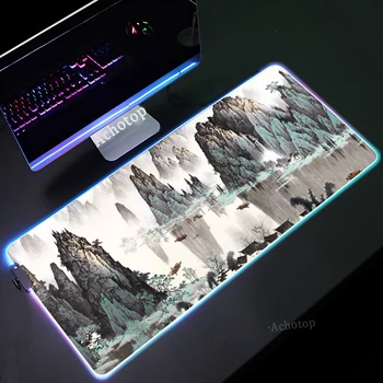 RGB Китайска живопис Подложка за мишка Геймърска Магистралата Подложка за мишка с led подсветка Настолни Подложки Подложка за мишка Компютърна геймър XXL Големи Накладки за клавиатура
