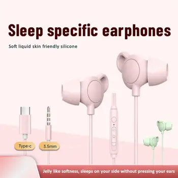 RYRA Слушалки За сън С шумопотискане Слушалки подложка За Спане ушите HiFi 3,5 мм Type C Жични Слушалки За Сън