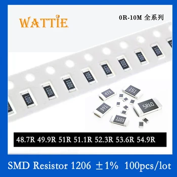 SMD резистор 1206 1% 48,7 R 49,9 R 51R 51,1 R 52,3 R 53,6 R 54,9 R 100 бр./лот микросхемные резистори 1/4 W 3,2 мм*1,6 мм